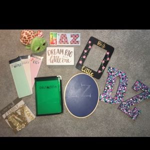 Turtle, jewelry tray and letters